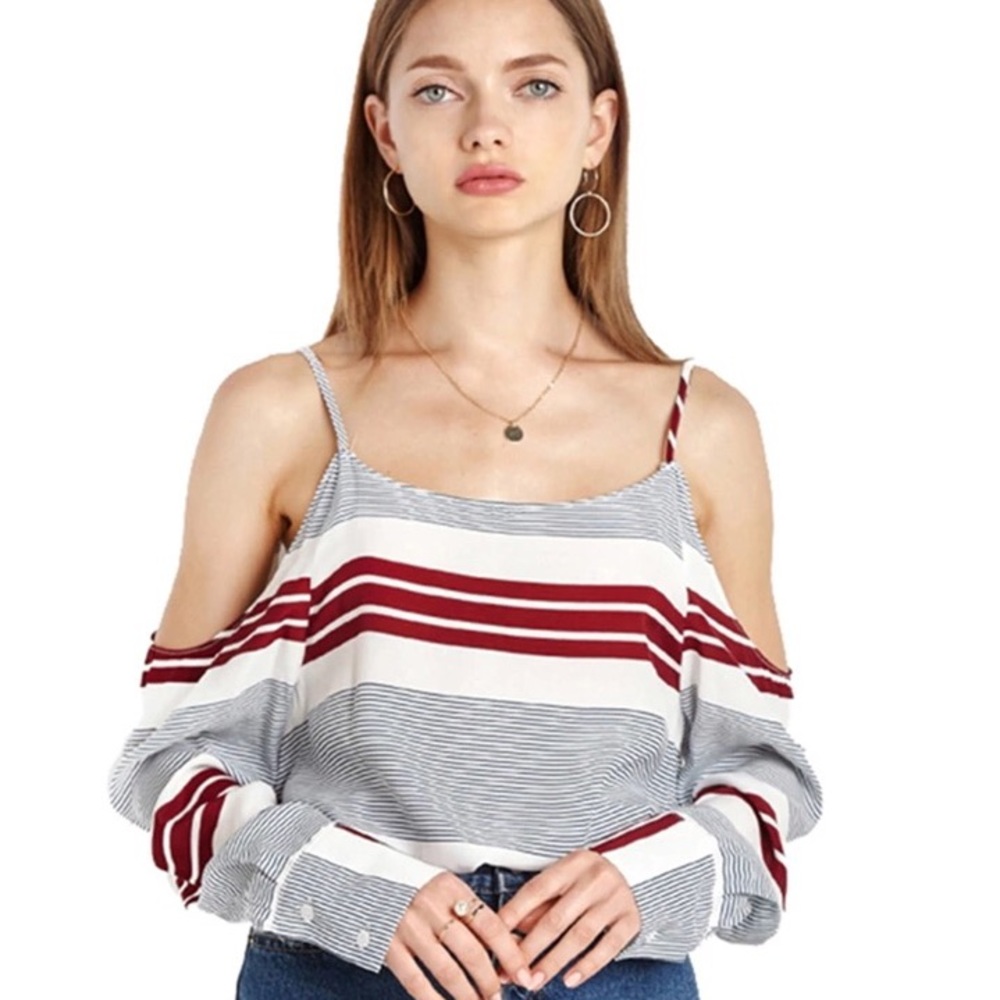 Off Shoulder Striped Shirt